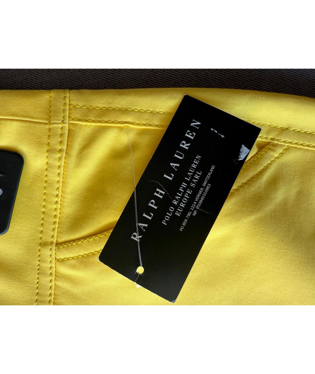 POLO RALPH LAUREN Желтая хлопковая юбка мини, фото 7