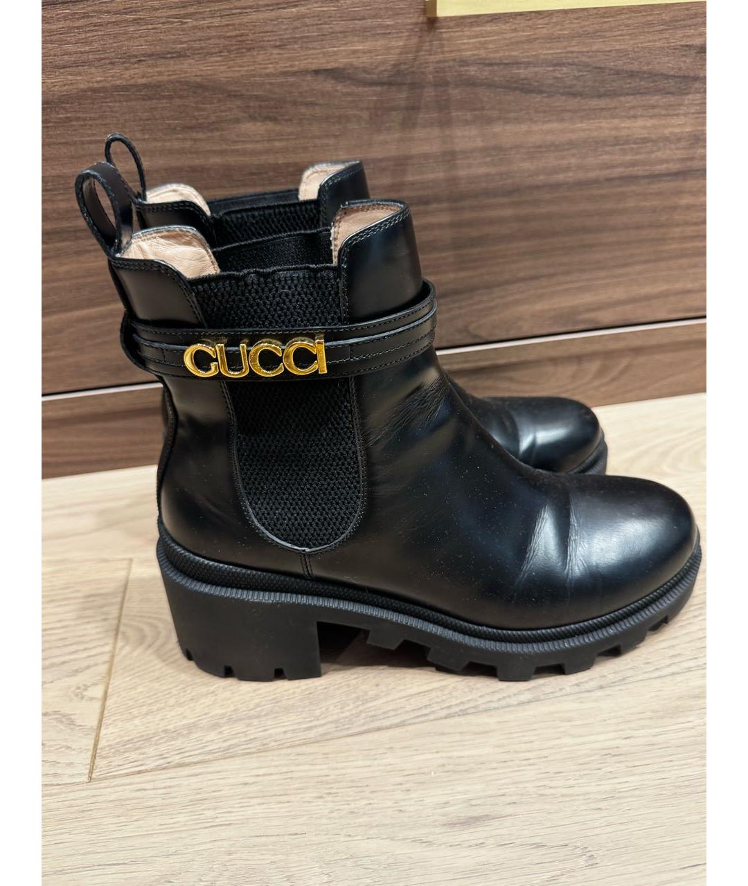 GUCCI Черные кожаные ботильоны, фото 4