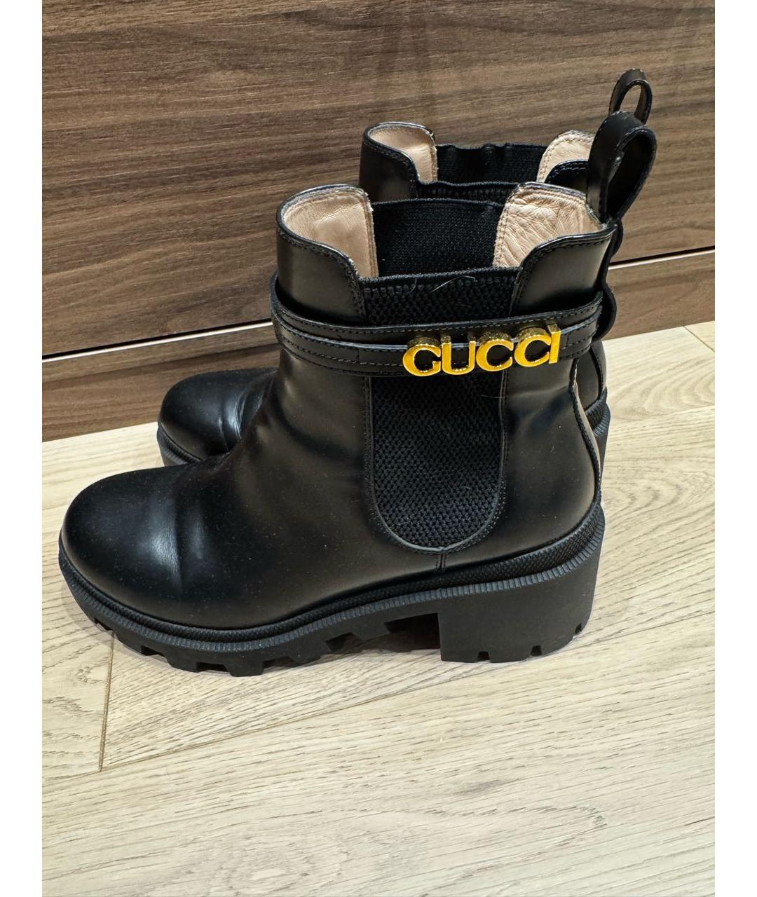 GUCCI Черные кожаные ботильоны, фото 3