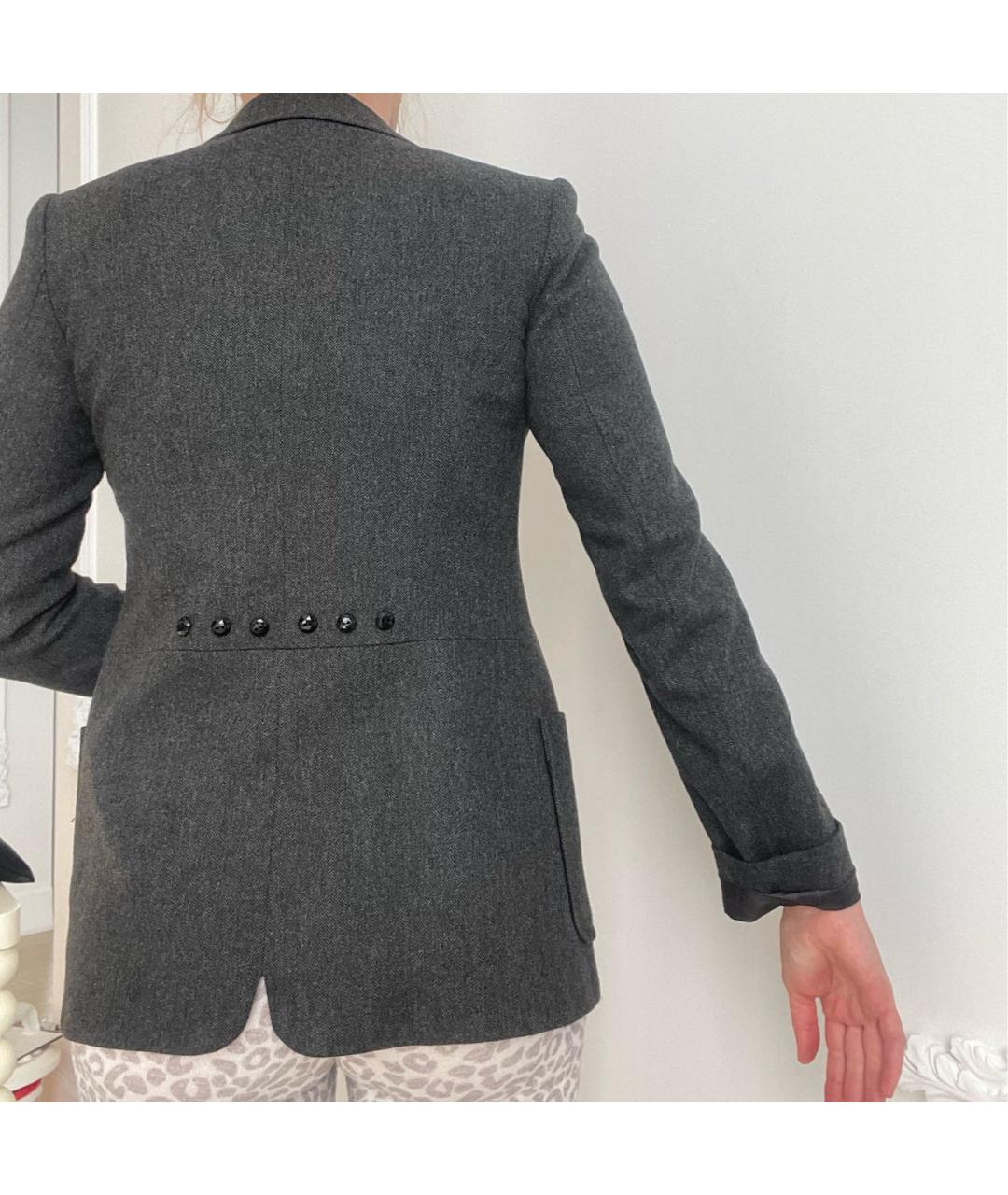 KENZO Антрацитовый шерстяной жакет/пиджак, фото 7