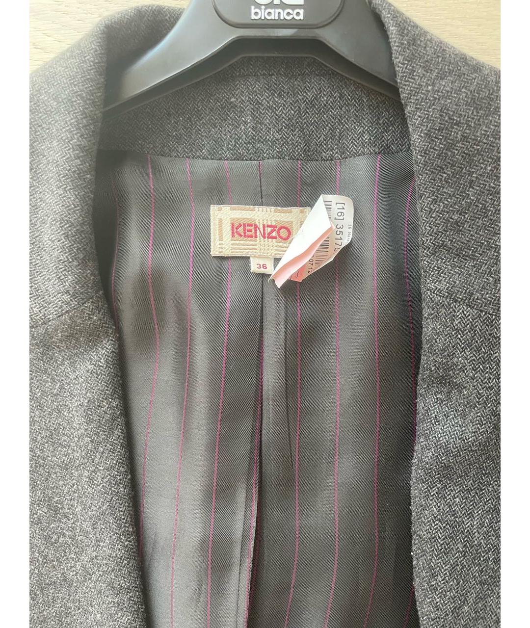 KENZO Антрацитовый шерстяной жакет/пиджак, фото 3