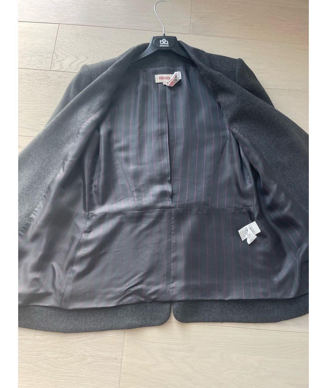KENZO Антрацитовый шерстяной жакет/пиджак, фото 5
