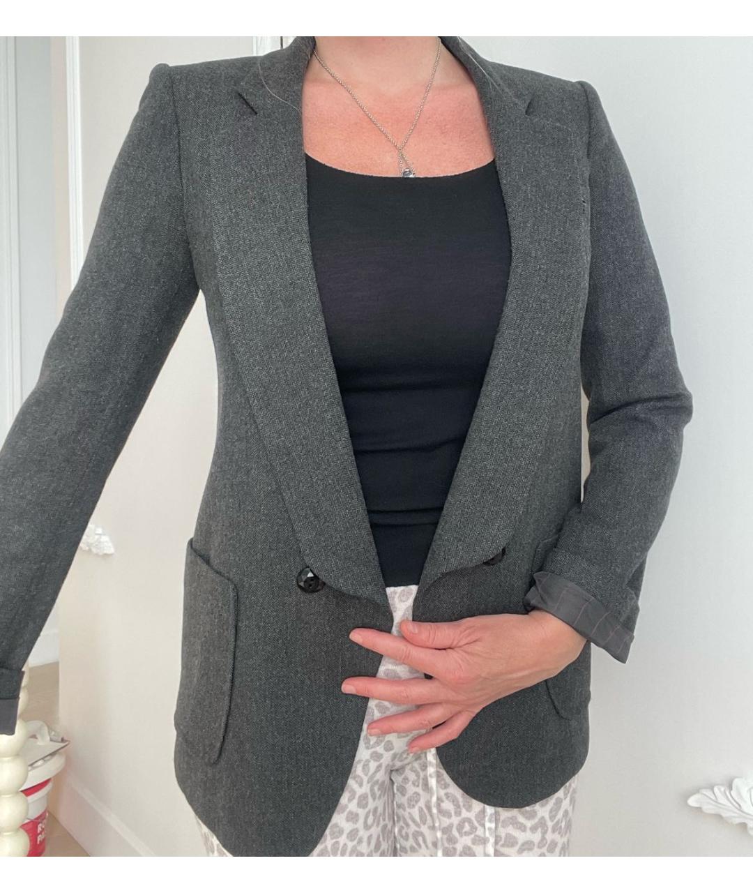 KENZO Антрацитовый шерстяной жакет/пиджак, фото 6