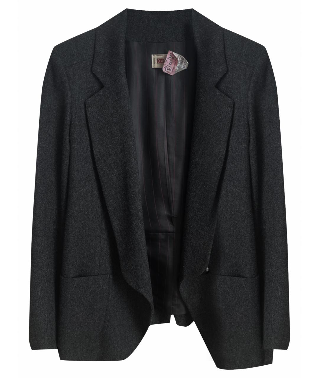 KENZO Антрацитовый шерстяной жакет/пиджак, фото 1