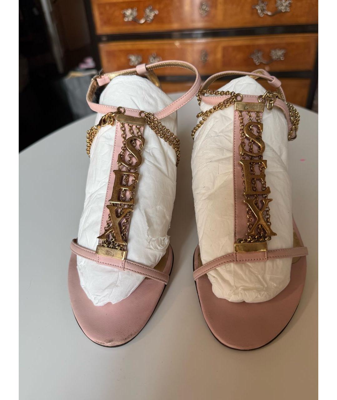 DOLCE&GABBANA Розовые кожаные босоножки, фото 3