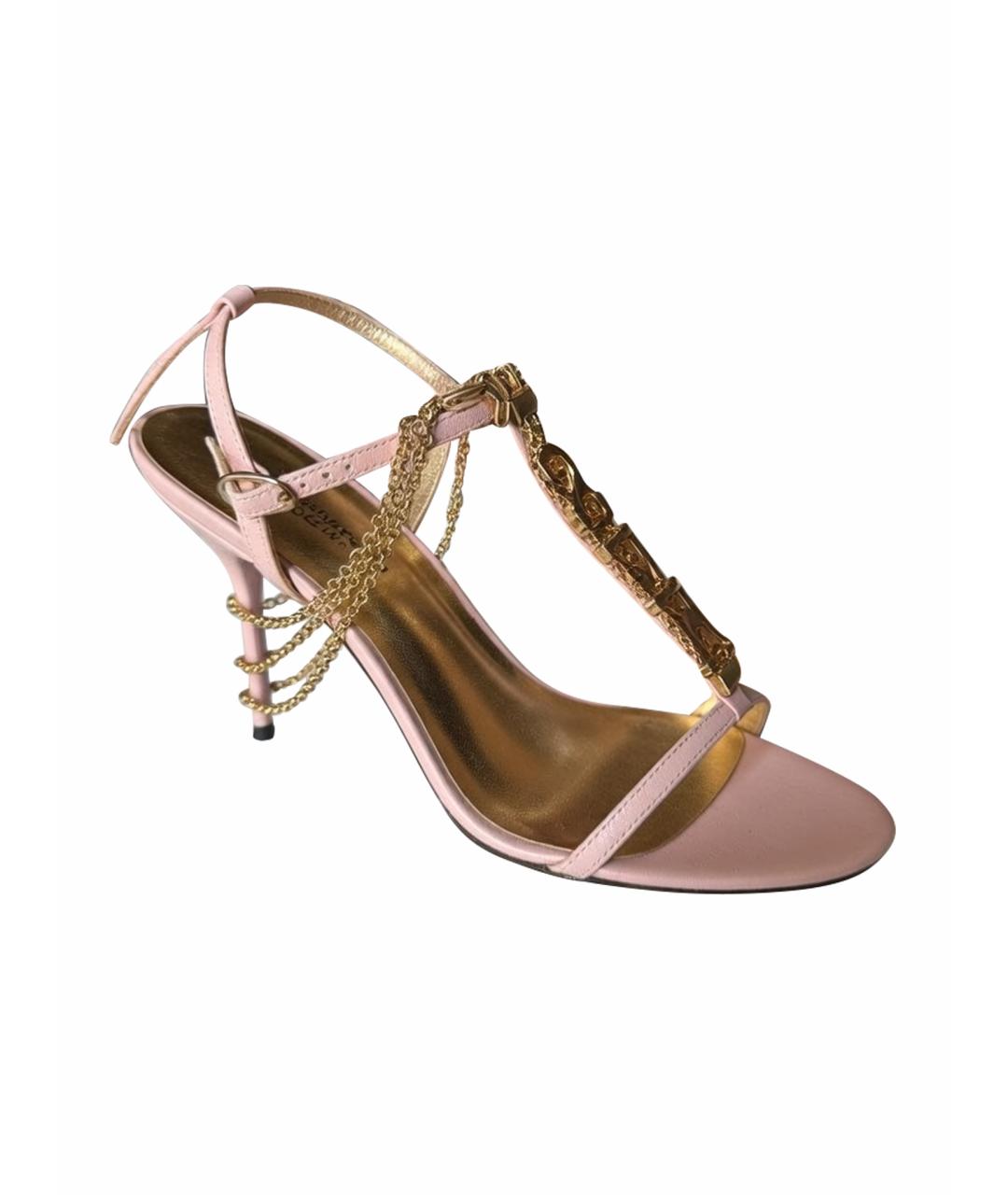 DOLCE&GABBANA Розовые кожаные босоножки, фото 1