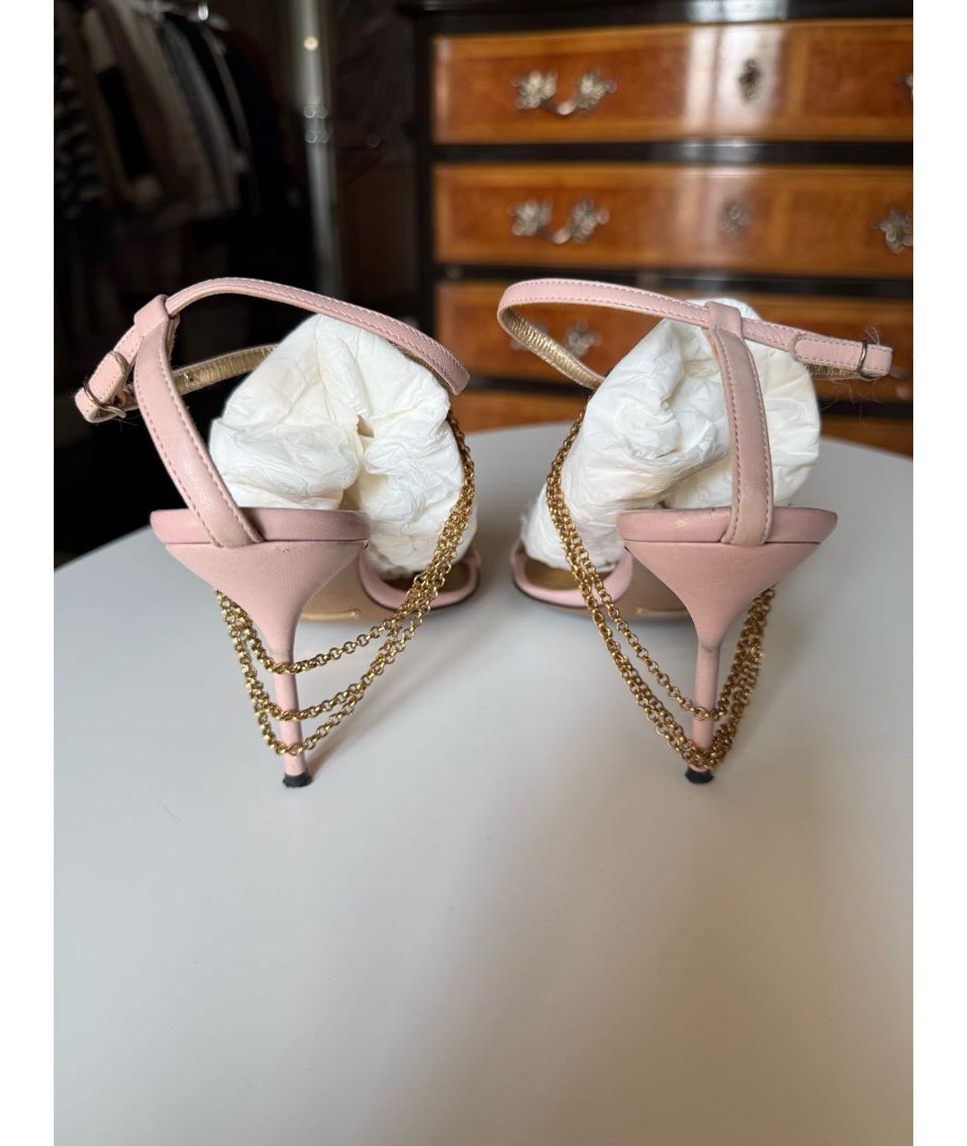 DOLCE&GABBANA Розовые кожаные босоножки, фото 4