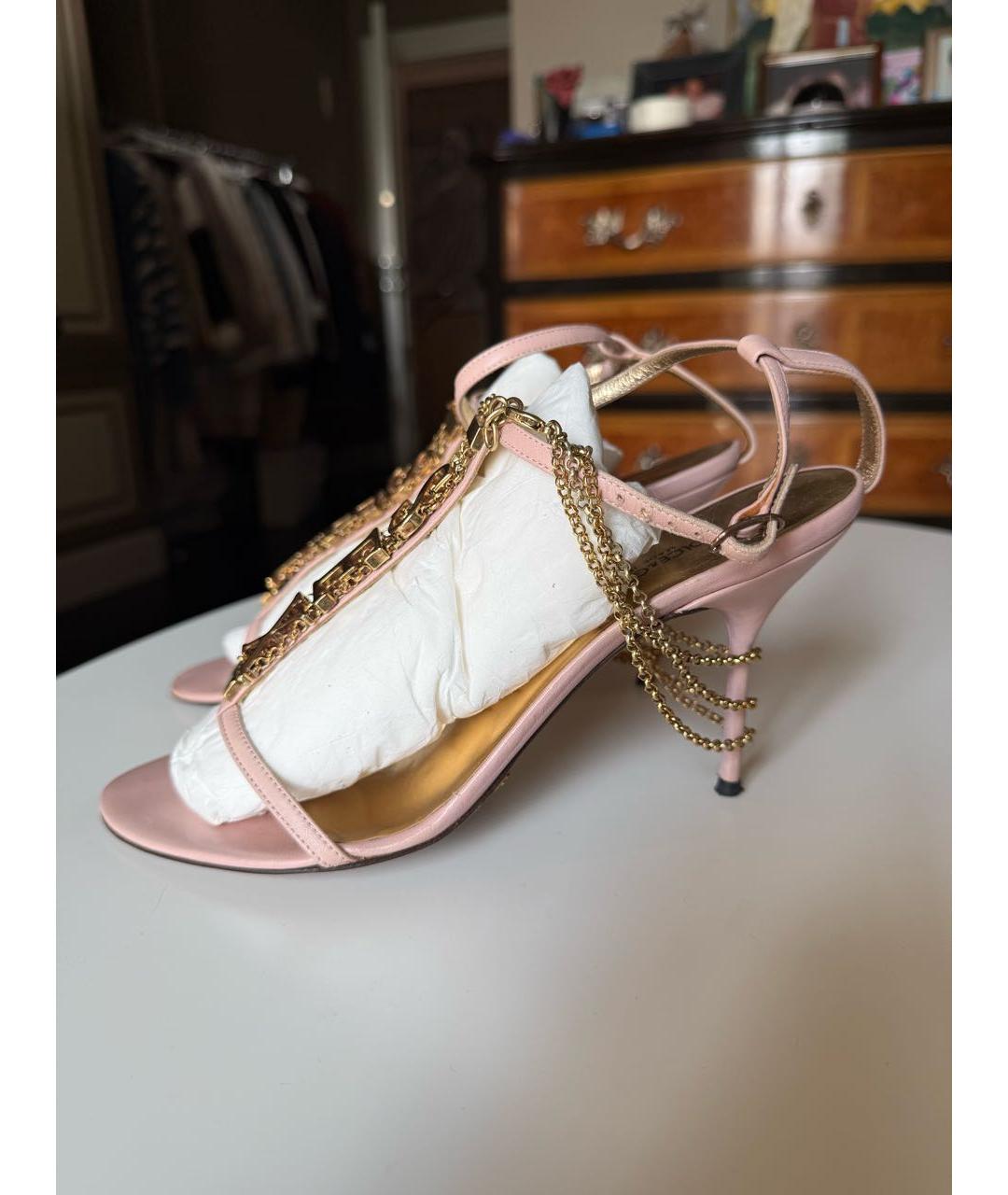 DOLCE&GABBANA Розовые кожаные босоножки, фото 9