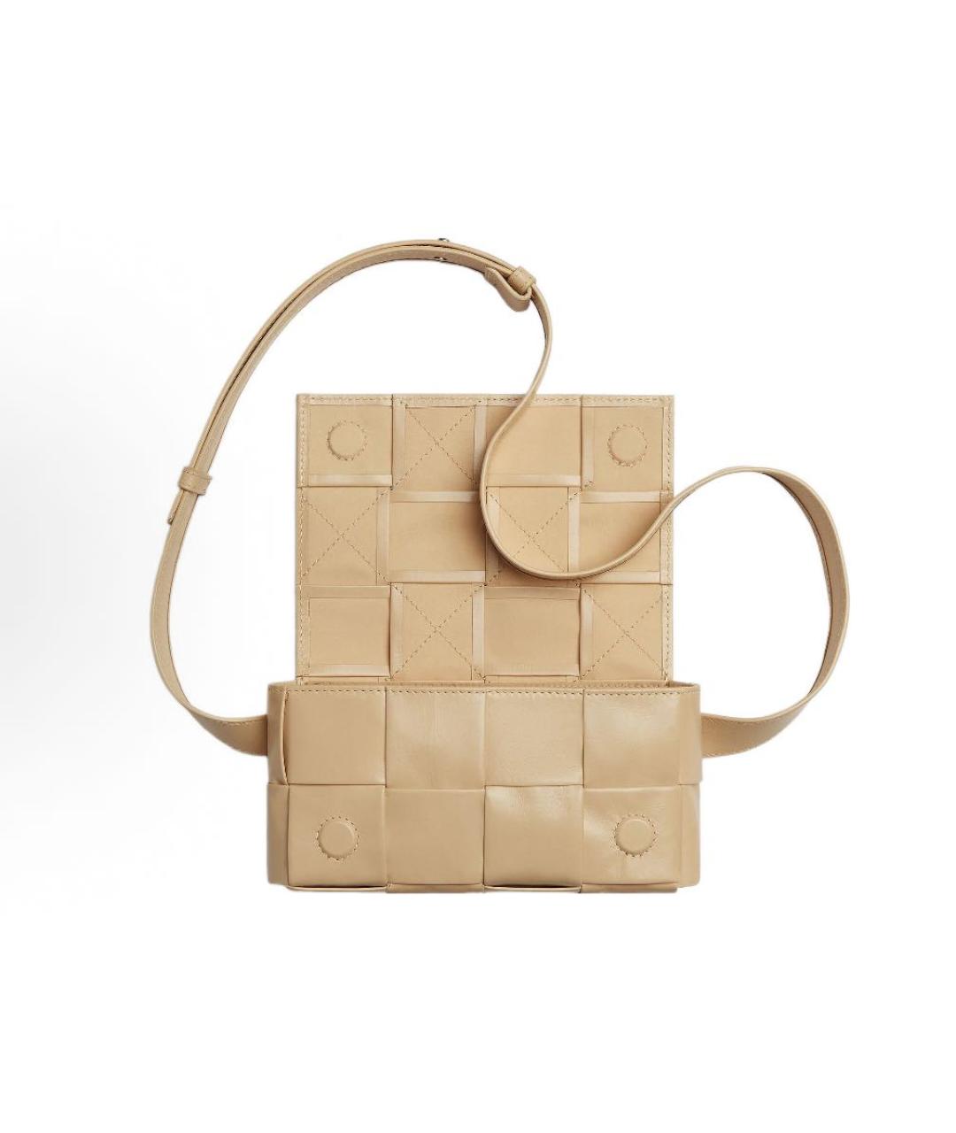 BOTTEGA VENETA Бежевая кожаная поясная сумка, фото 4