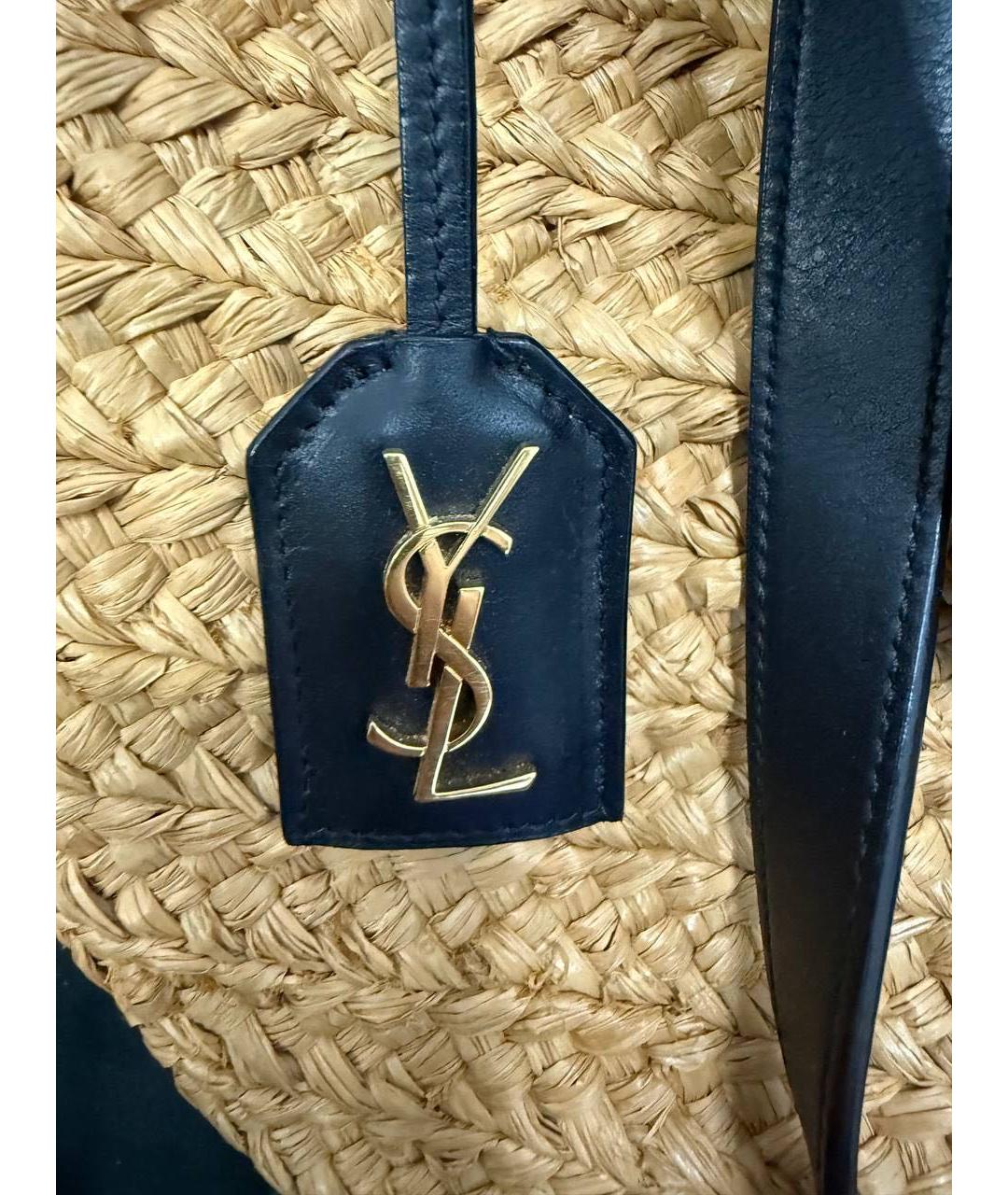 SAINT LAURENT Бежевая пелетеная пляжная сумка, фото 2