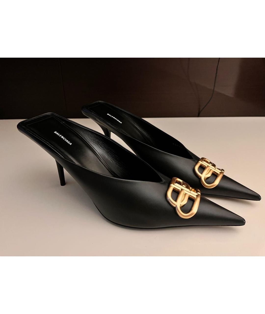 BALENCIAGA Черные кожаные туфли, фото 8