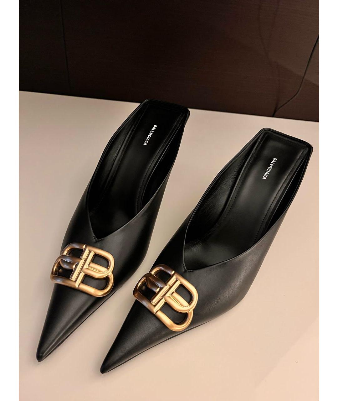 BALENCIAGA Черные кожаные туфли, фото 2