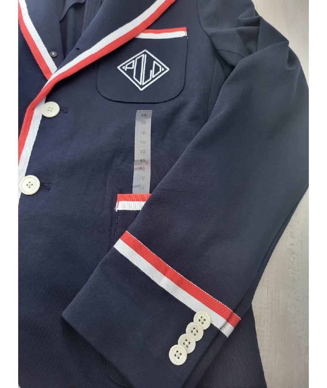 POLO RALPH LAUREN Темно-синий хлопко-эластановый жакет/пиджак, фото 7