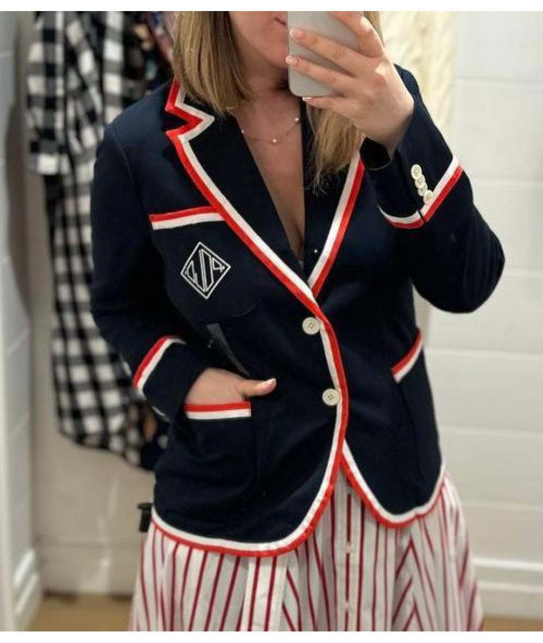 POLO RALPH LAUREN Темно-синий хлопко-эластановый жакет/пиджак, фото 8