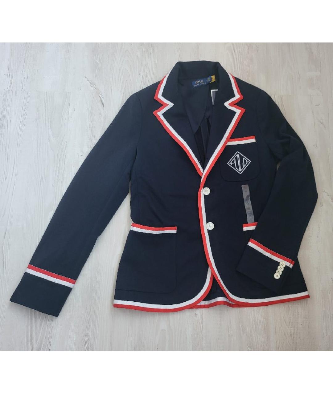 POLO RALPH LAUREN Темно-синий хлопко-эластановый жакет/пиджак, фото 2