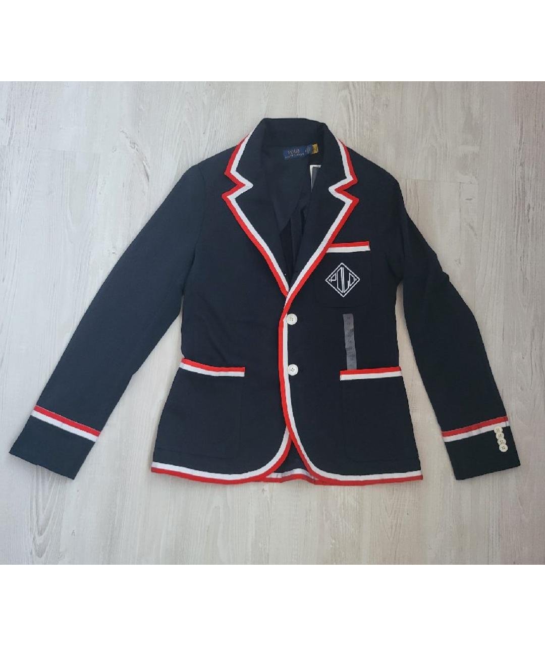 POLO RALPH LAUREN Темно-синий хлопко-эластановый жакет/пиджак, фото 9