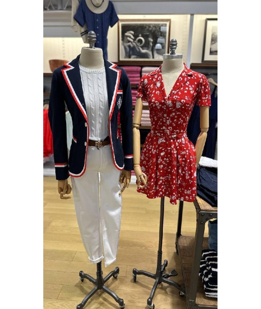 POLO RALPH LAUREN Темно-синий хлопко-эластановый жакет/пиджак, фото 5