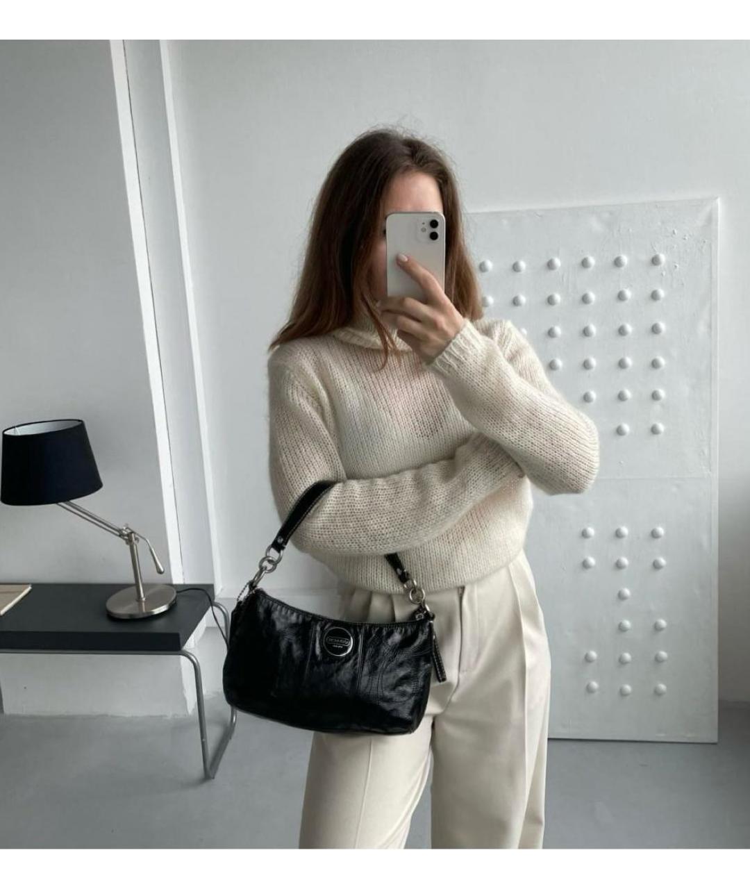 COACH Черная кожаная сумка тоут, фото 5