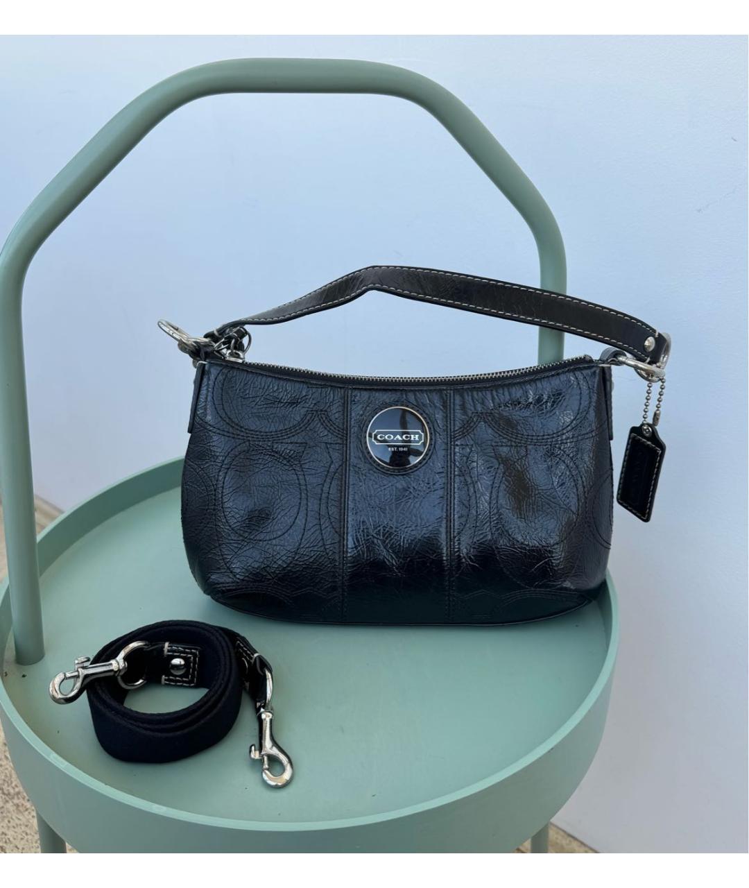 COACH Черная кожаная сумка тоут, фото 9