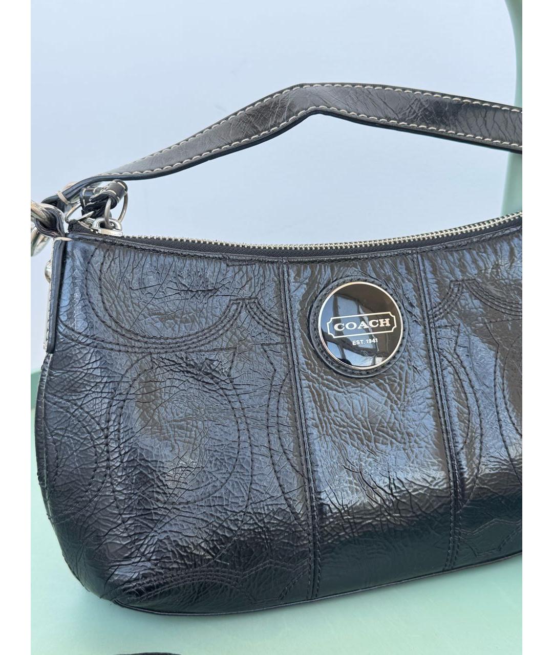 COACH Черная кожаная сумка тоут, фото 3