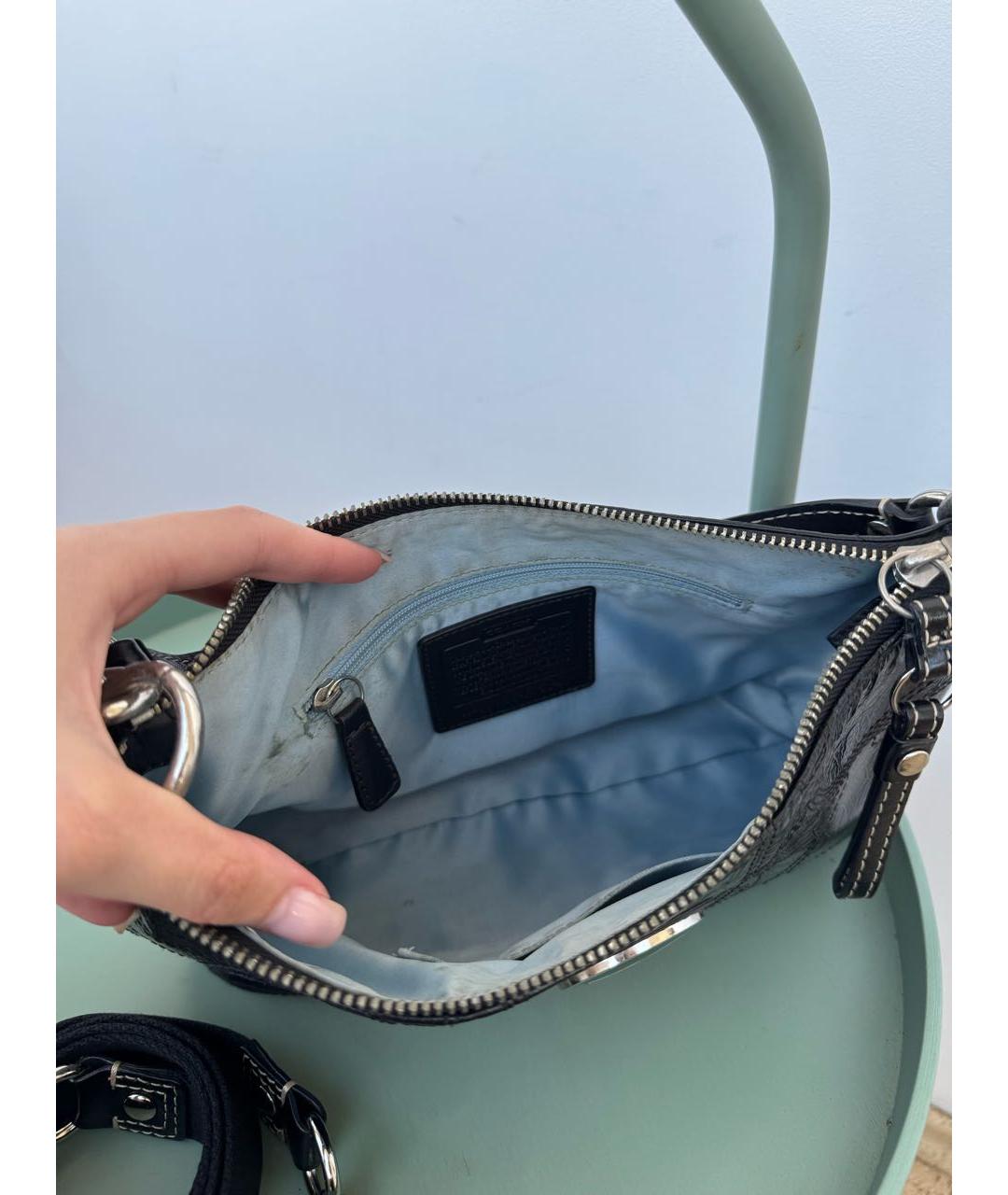 COACH Черная кожаная сумка тоут, фото 4