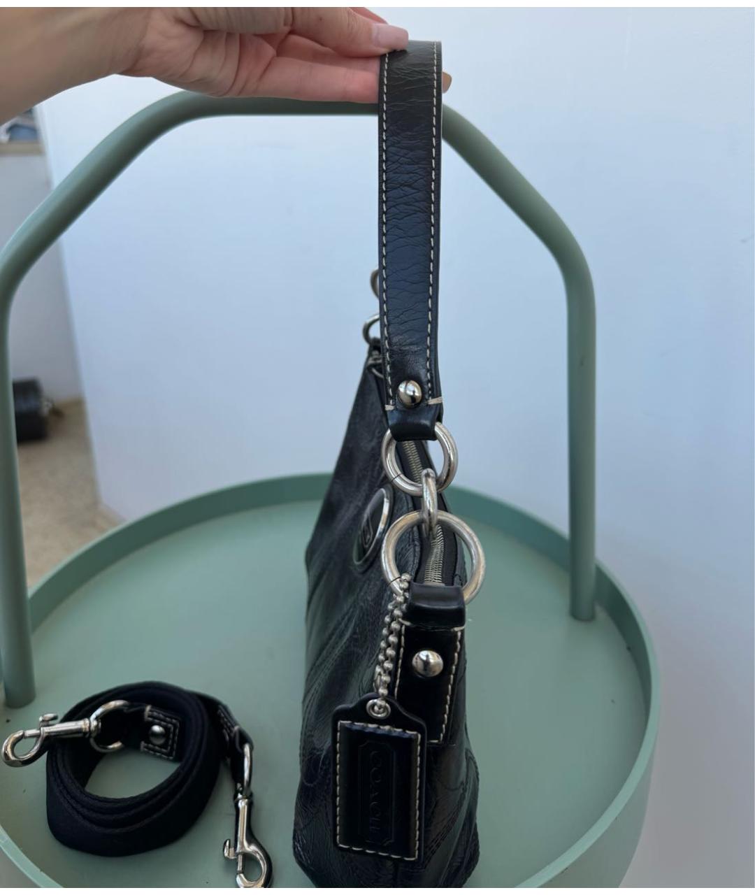 COACH Черная кожаная сумка тоут, фото 6