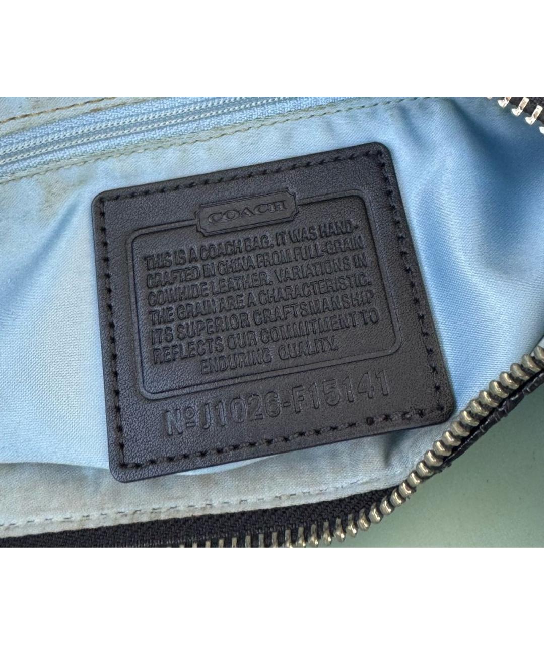 COACH Черная кожаная сумка тоут, фото 7