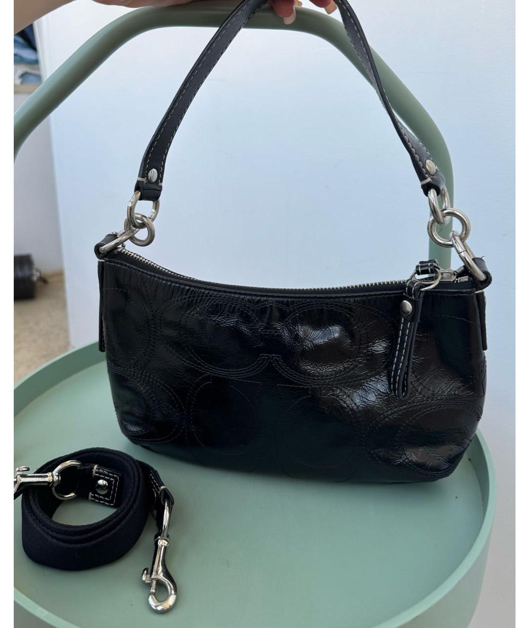 COACH Черная кожаная сумка тоут, фото 2