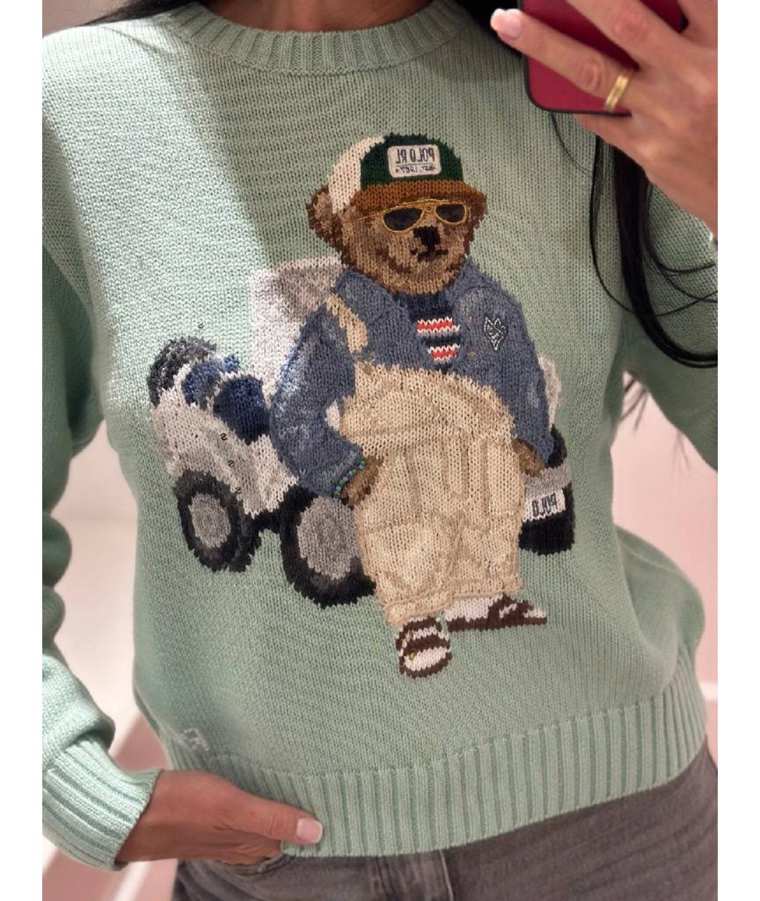 POLO RALPH LAUREN Бирюзовый хлопковый джемпер / свитер, фото 5