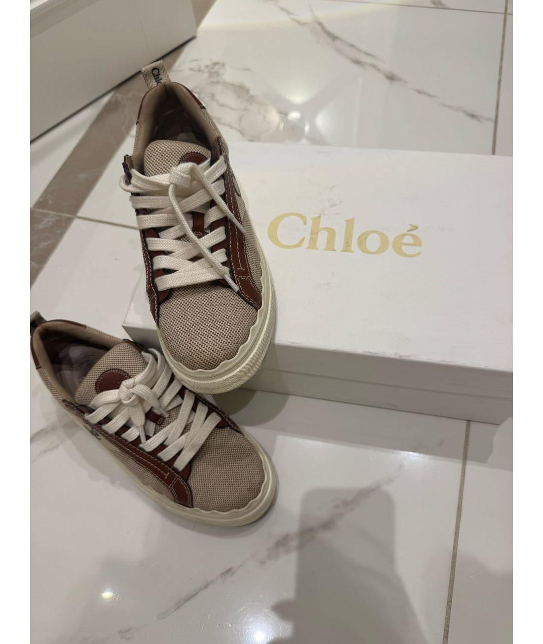 CHLOE Бежевые текстильные кеды, фото 5