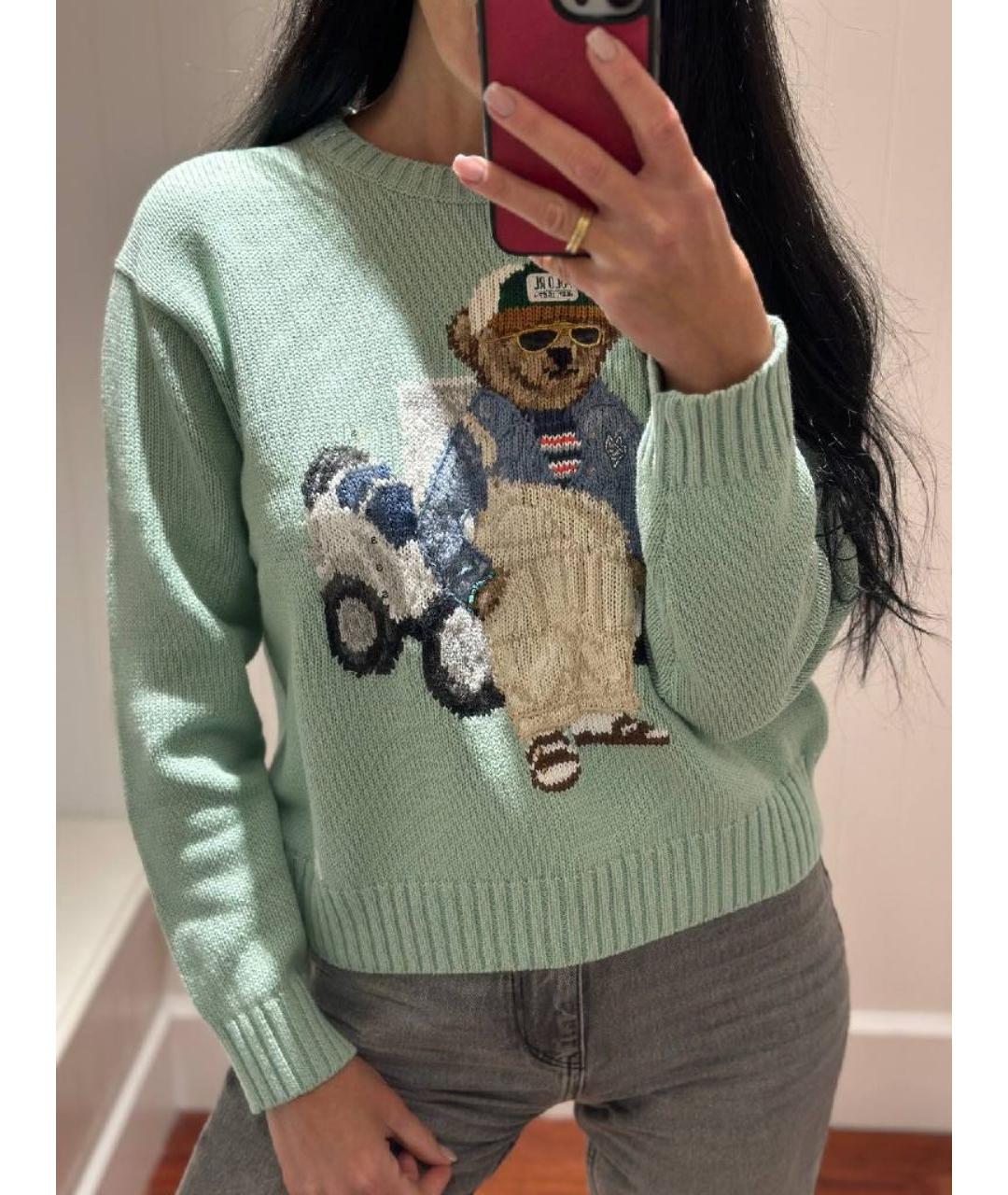 POLO RALPH LAUREN Бирюзовый хлопковый джемпер / свитер, фото 3
