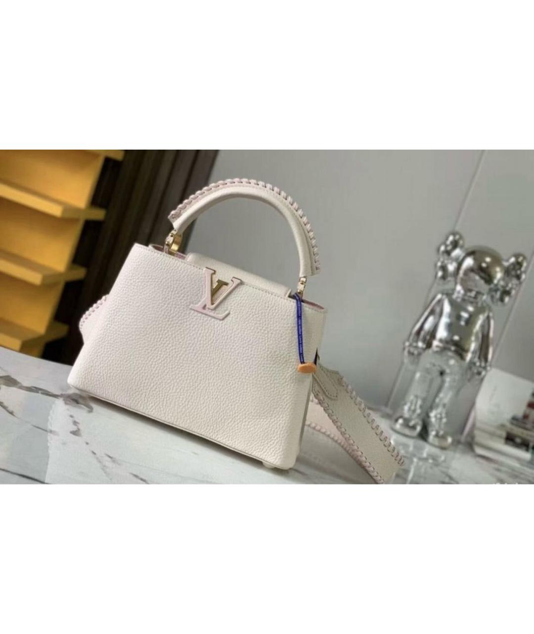 LOUIS VUITTON Бежевая кожаная сумка через плечо, фото 7