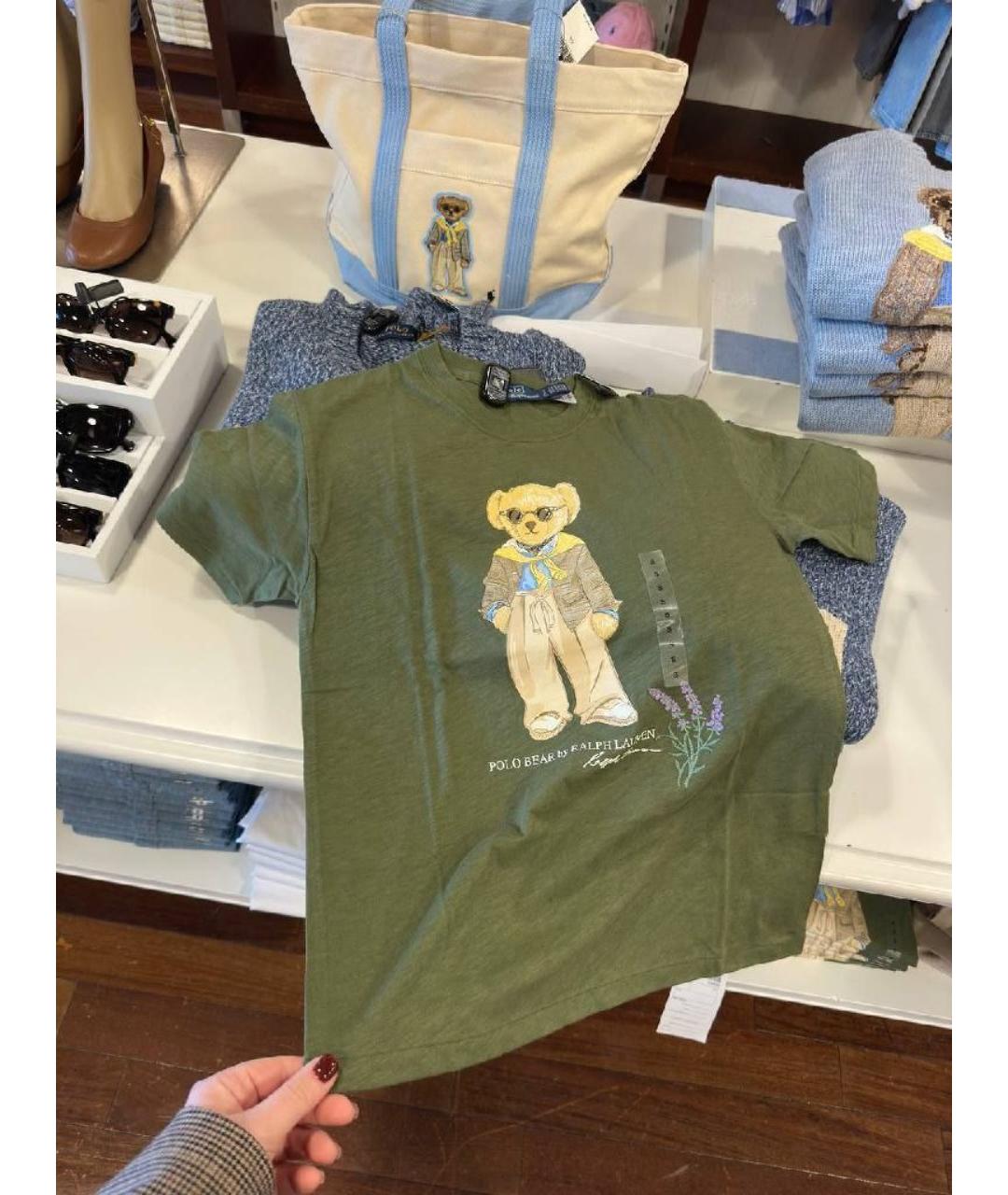 POLO RALPH LAUREN Хаки хлопковая футболка, фото 2