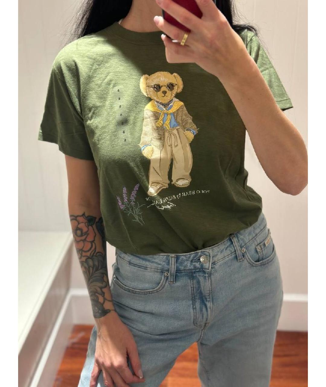 POLO RALPH LAUREN Хаки хлопковая футболка, фото 3
