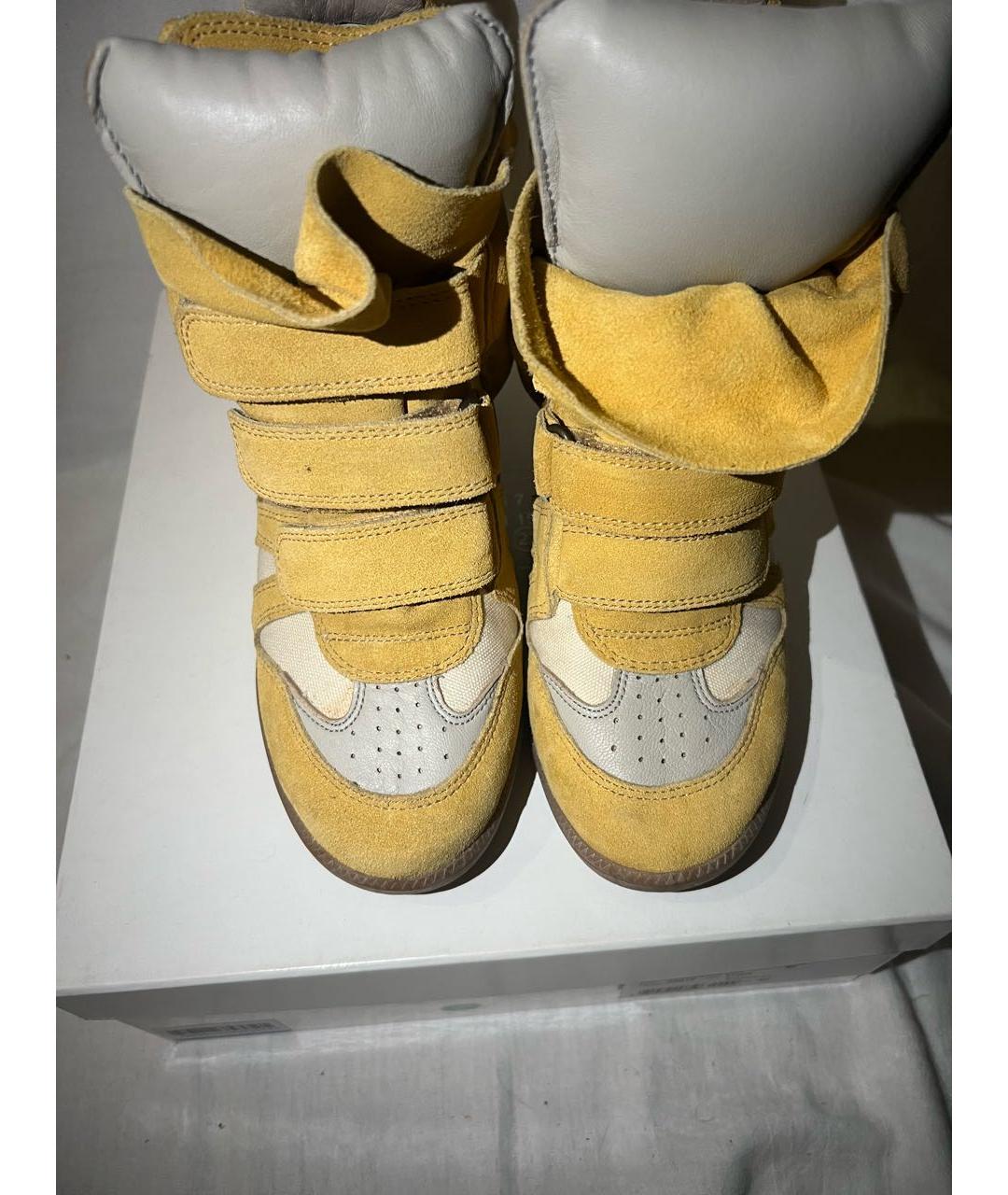 ISABEL MARANT Желтые кожаные кеды, фото 2