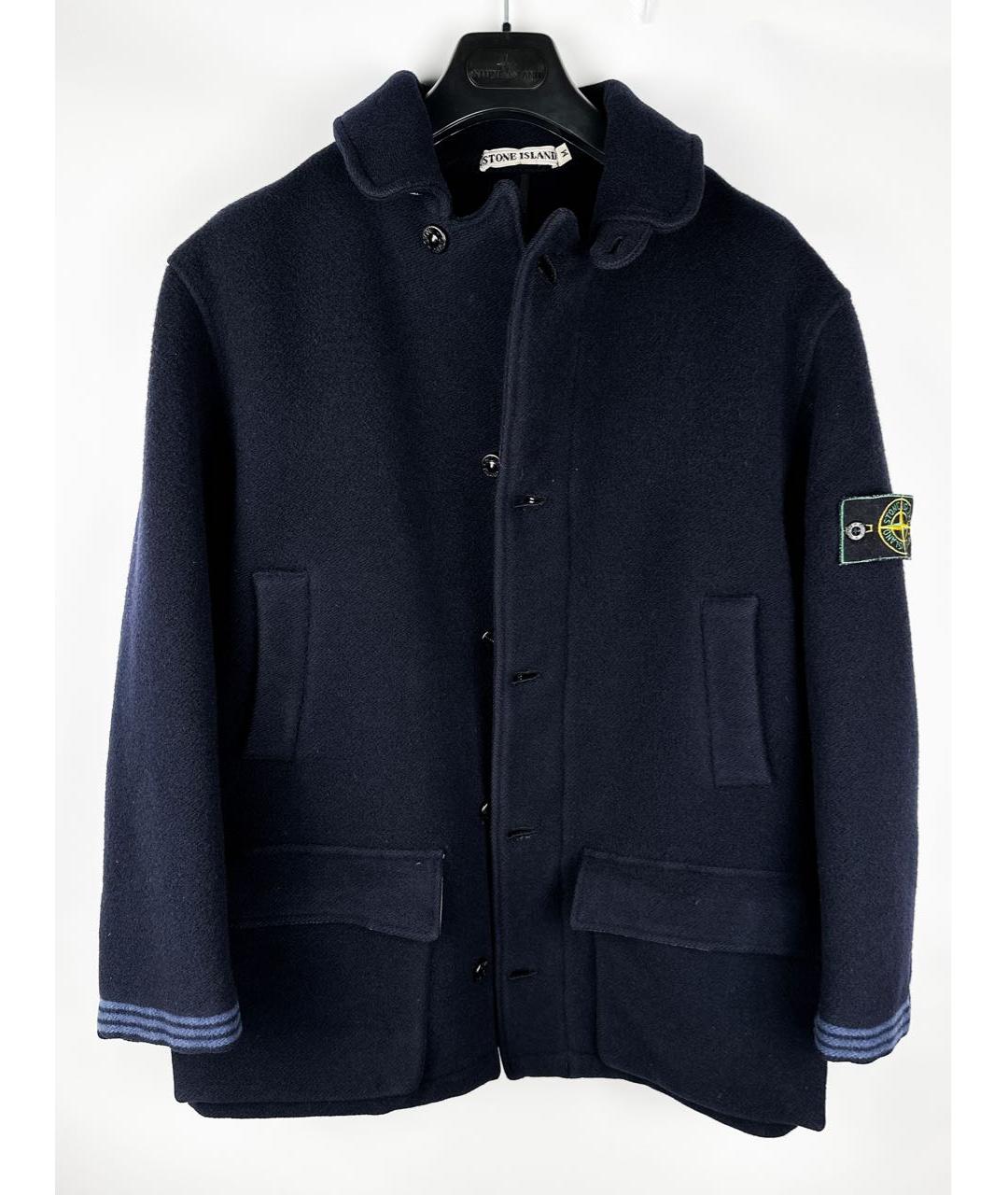 STONE ISLAND Темно-синее шерстяное пальто, фото 9