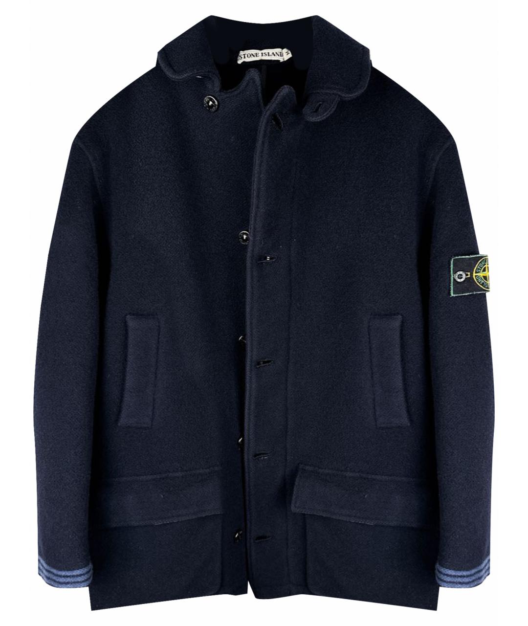 STONE ISLAND Темно-синее шерстяное пальто, фото 1
