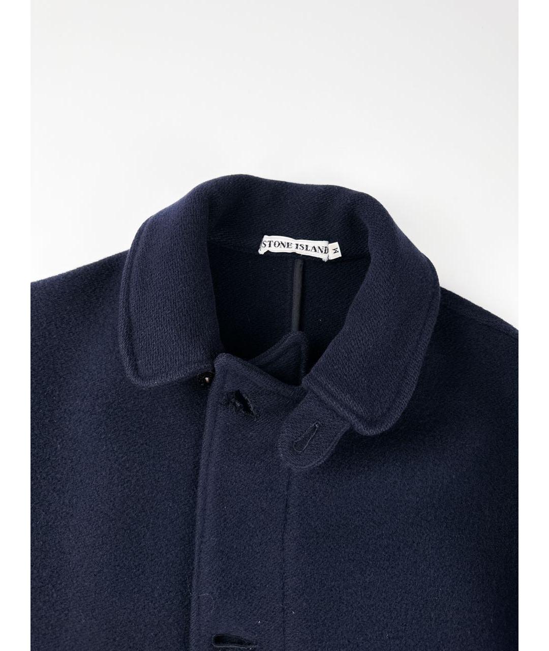 STONE ISLAND Темно-синее шерстяное пальто, фото 3