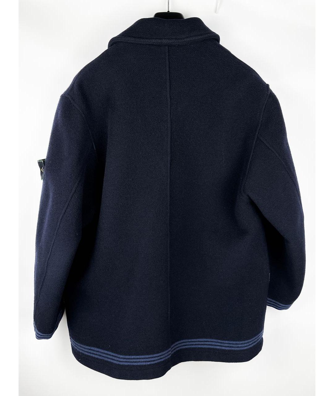 STONE ISLAND Темно-синее шерстяное пальто, фото 2