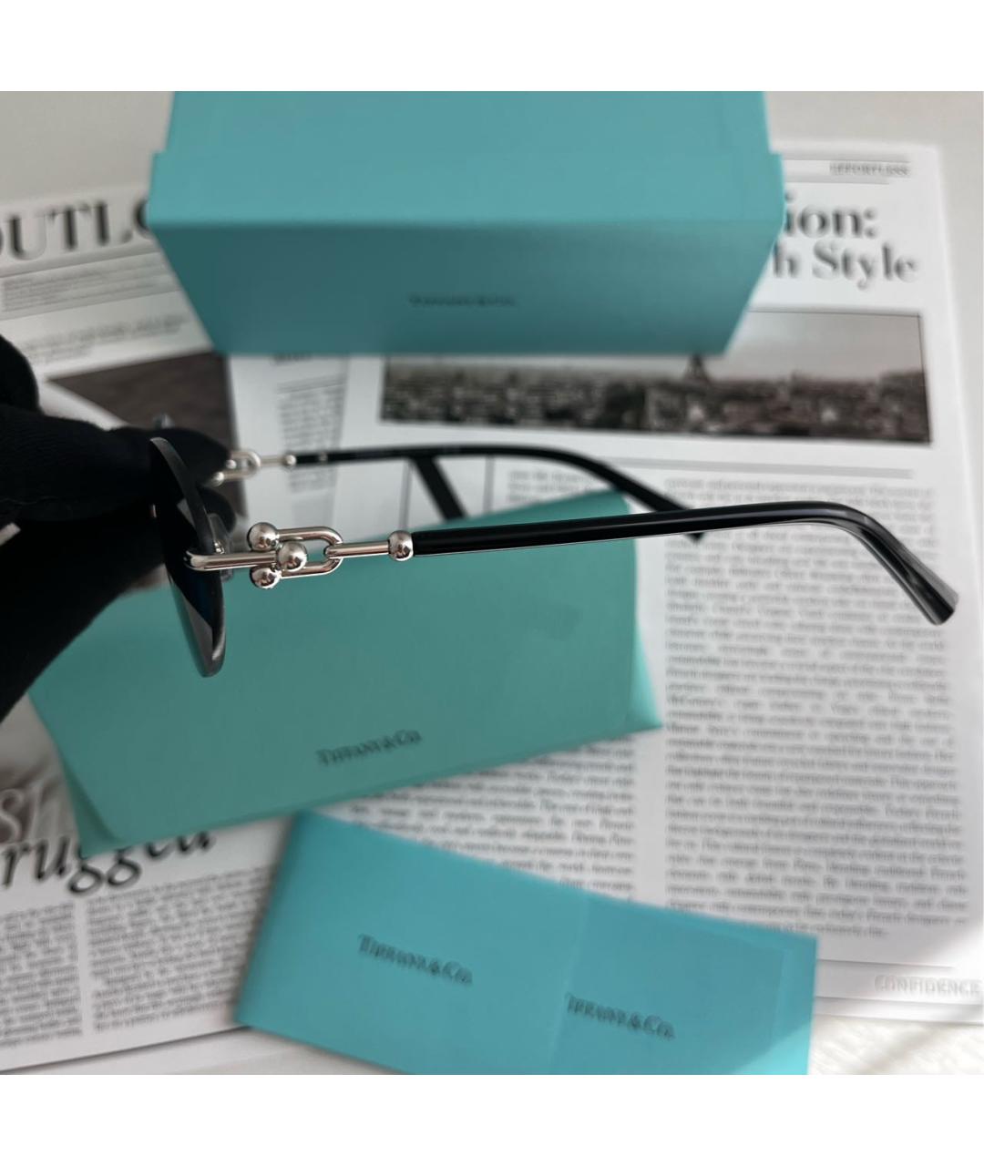 TIFFANY&CO Темно-синие пластиковые солнцезащитные очки, фото 5