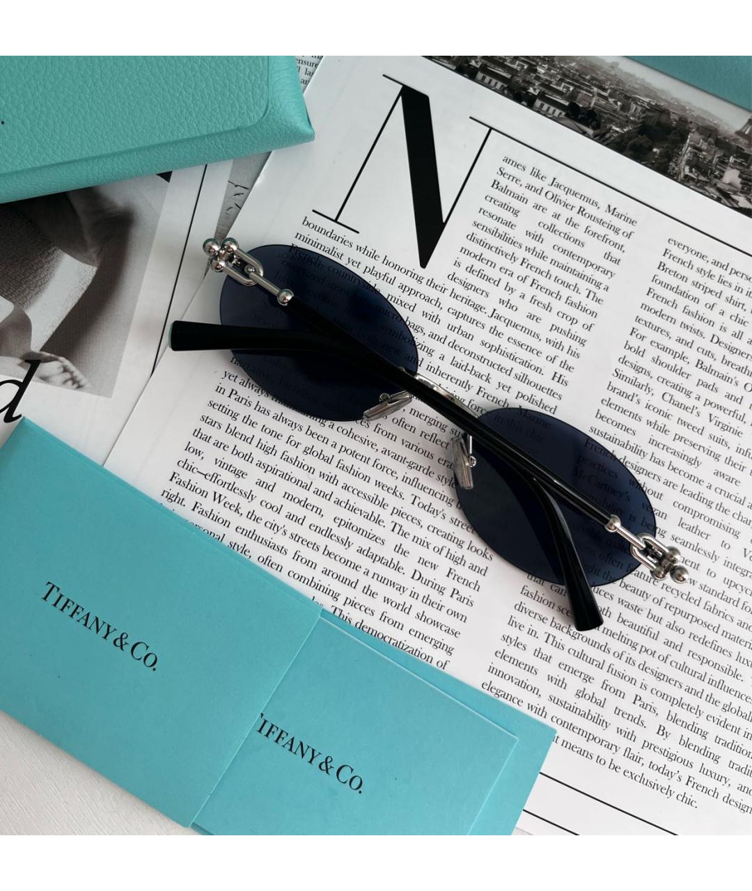 TIFFANY&CO Темно-синие пластиковые солнцезащитные очки, фото 3
