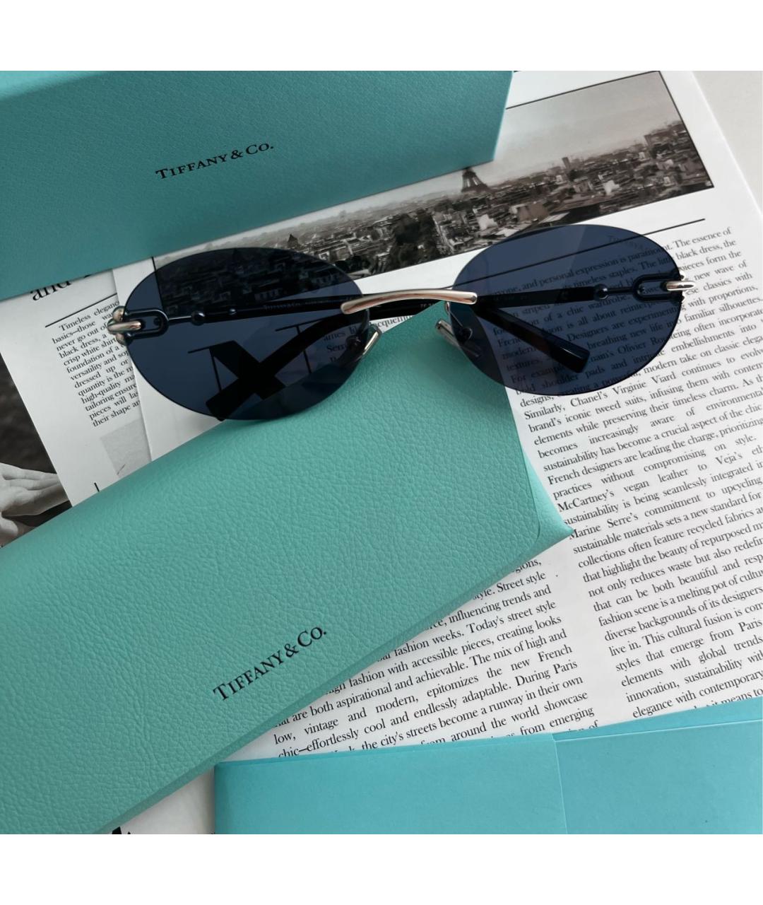 TIFFANY&CO Темно-синие пластиковые солнцезащитные очки, фото 4