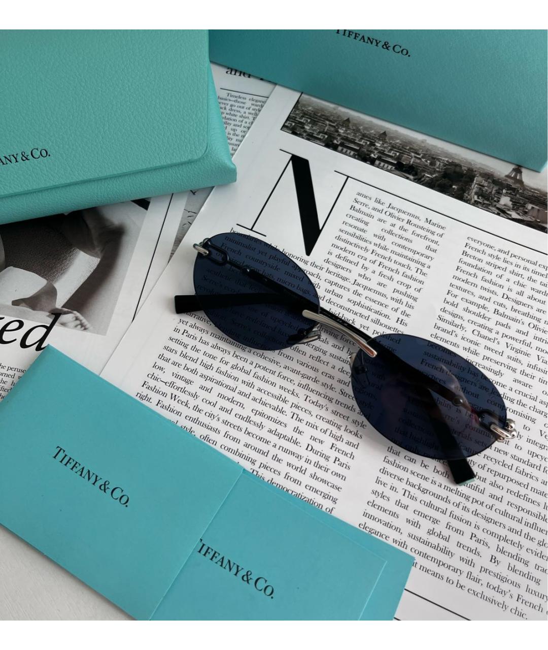 TIFFANY&CO Темно-синие пластиковые солнцезащитные очки, фото 2