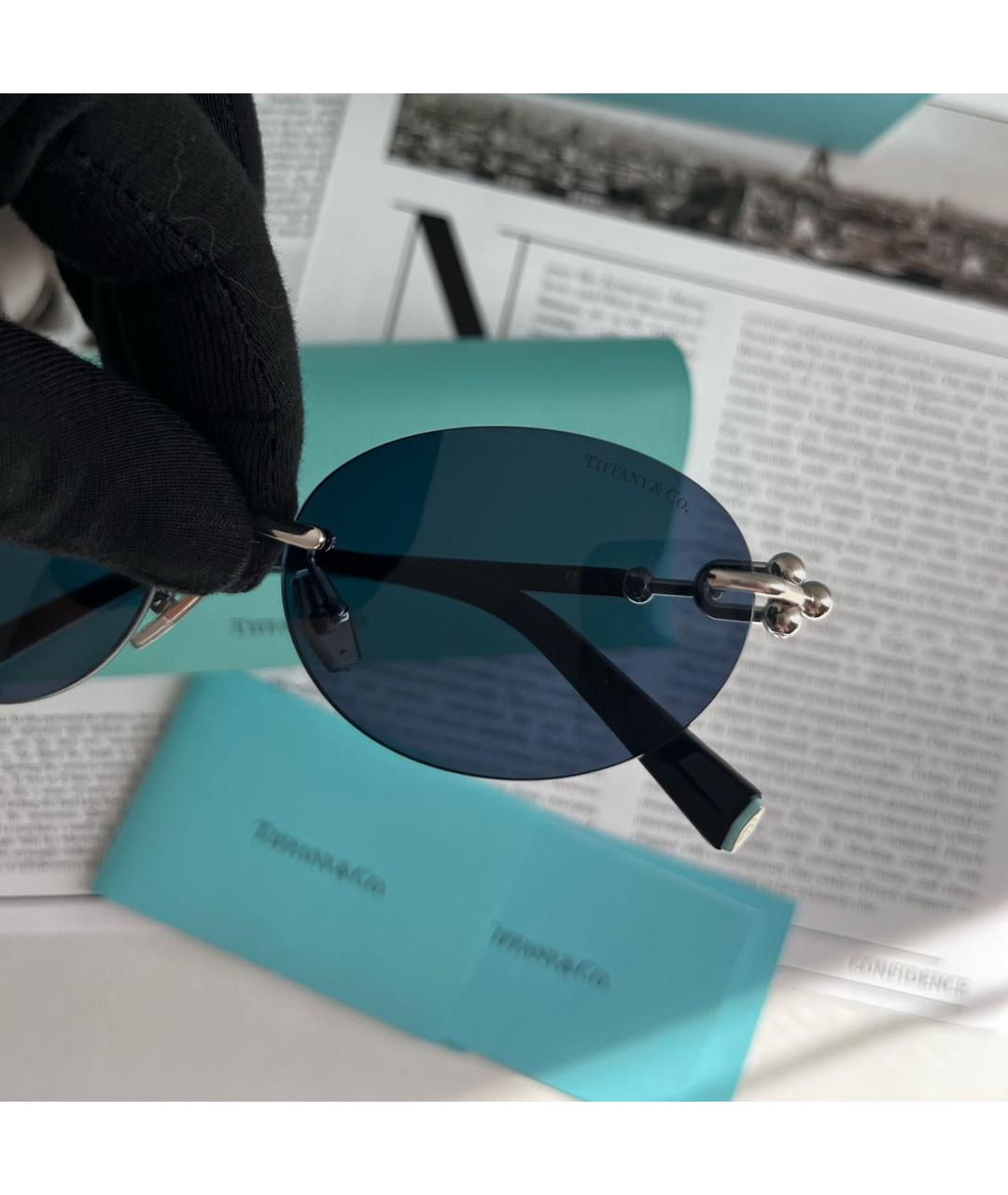 TIFFANY&CO Темно-синие пластиковые солнцезащитные очки, фото 7