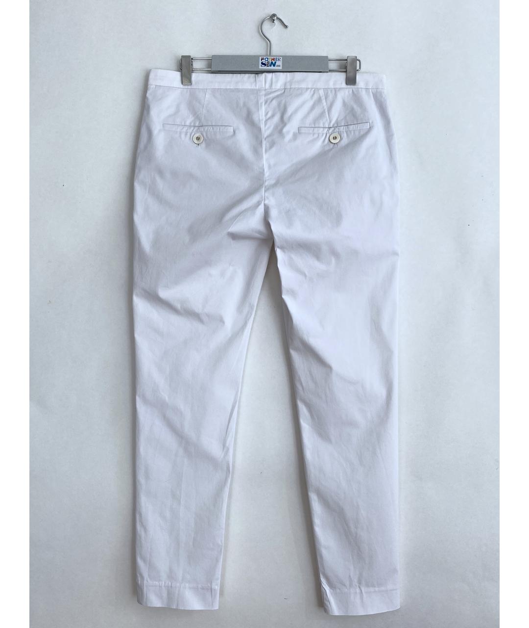 BRUNELLO CUCINELLI Белые хлопко-эластановые прямые брюки, фото 2