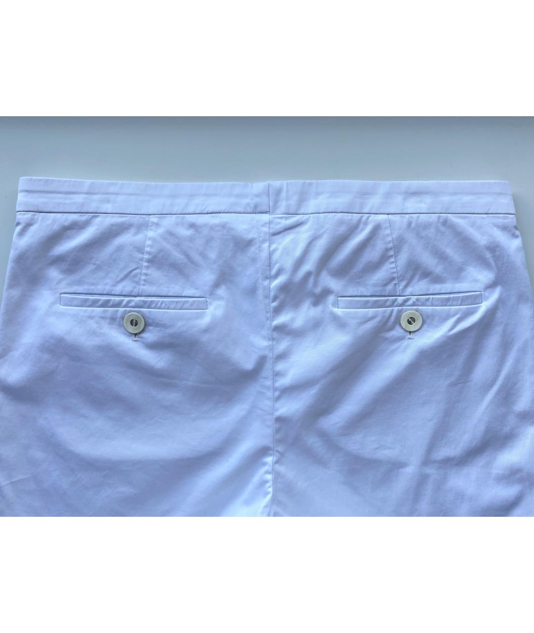 BRUNELLO CUCINELLI Белые хлопко-эластановые прямые брюки, фото 4