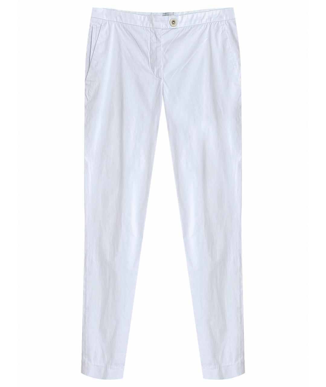 BRUNELLO CUCINELLI Белые хлопко-эластановые прямые брюки, фото 1