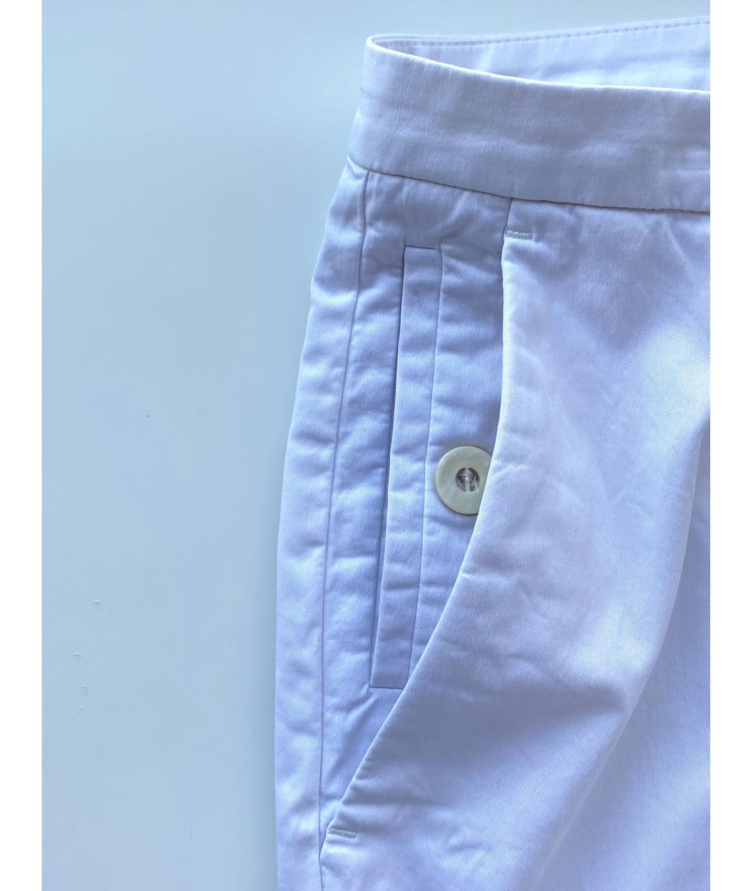 BRUNELLO CUCINELLI Белые хлопко-эластановые прямые брюки, фото 5