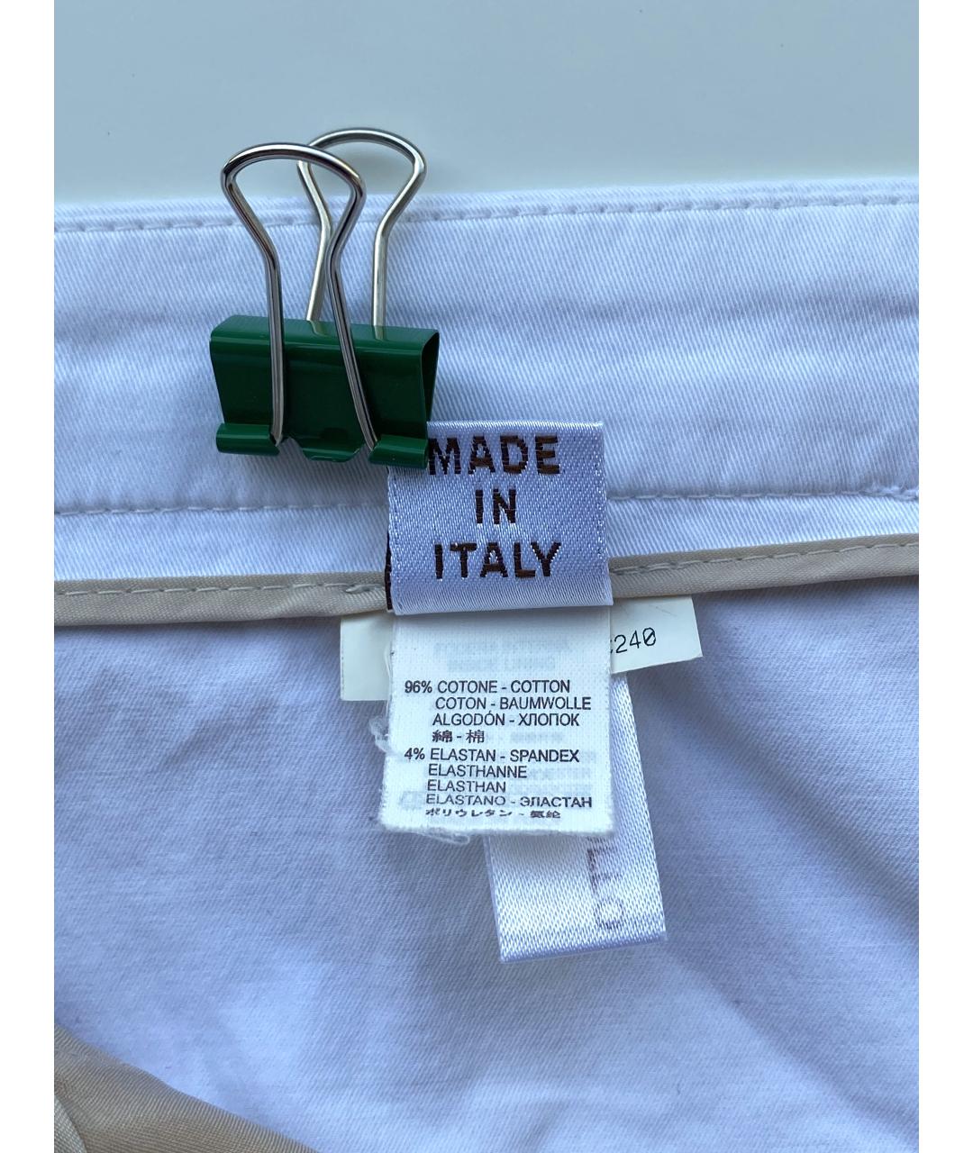 BRUNELLO CUCINELLI Белые хлопко-эластановые прямые брюки, фото 7