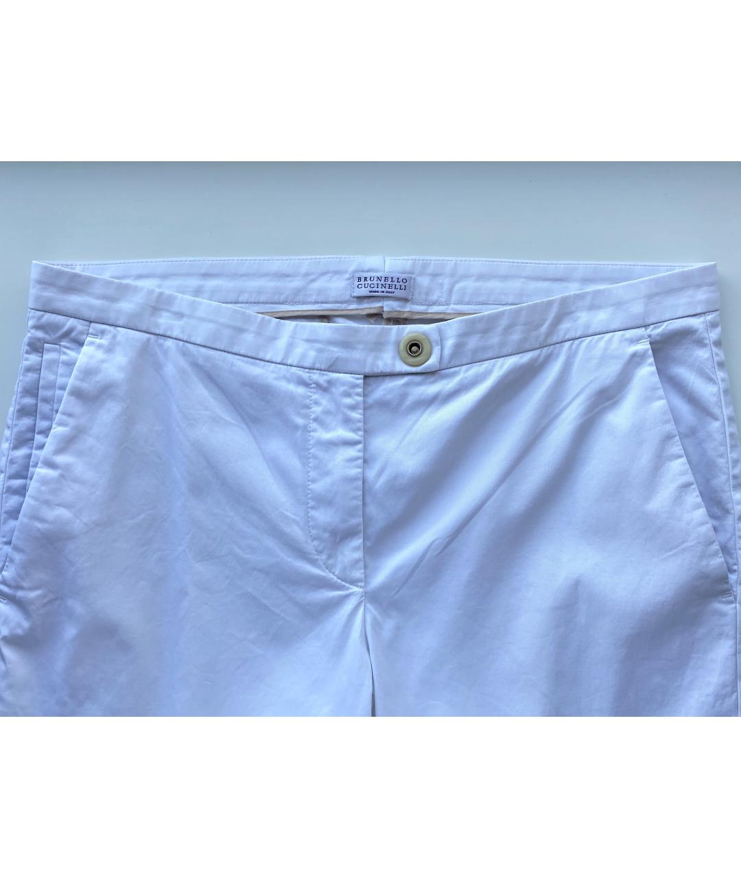 BRUNELLO CUCINELLI Белые хлопко-эластановые прямые брюки, фото 3